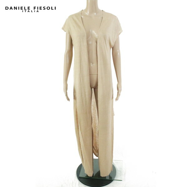 75%OFF 新品 Collezione N_01 Daniele Fiesoli ダニエレ・フィエゾーリ ニット M EKN790 Mサイズ ベージュ レディース ロングジレ リネン イタリア製