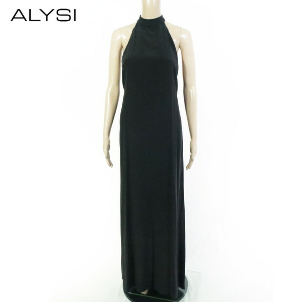 80%OFF 新品 アリジ ALYSI ワンピース 42 EOP1763 Lサイズ ブラック レディース シルクワンピース ロングワンピース イタリア製