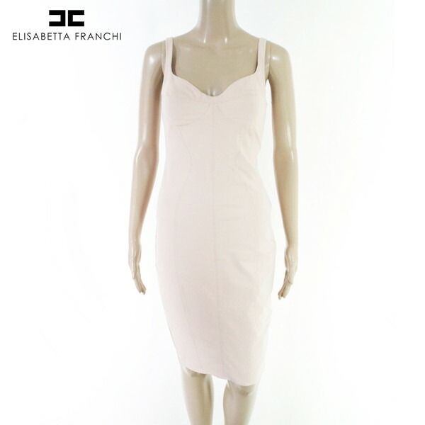 『百貨店SALE銀行割引客体』80%OFF 新品 エリザベッタフランキ ELISABETTA FRANCHI 衣裳 40 EOP1785 S M大きさ さくら色ベージュ レディース ノースリーブ衣裳 きつい イタリア製