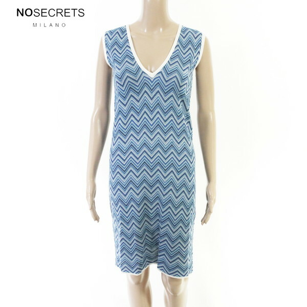 80%OFF 新品 ノーシークレッツ NO SECRETS 衣裳 42 EOP1890 M大いさ 青碧 レディース ノースリーブ衣裳 綿織物編み