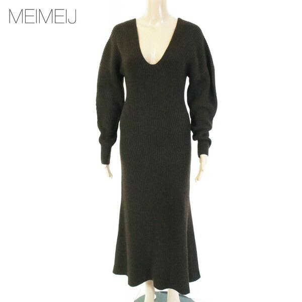 80%OFF 新品 メイメイジェイ MEIMEI J 衣装 40 EOP1746 M大きさ 赤銅色 レディース ロング衣装 編み物衣装 長袖 肋筋編み イタリア製