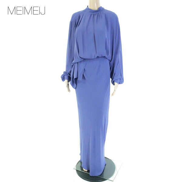 80%OFF 新品 メイメイジェイ MEIMEI J ワンピース 40 EOP1747 Mサイズ ブルー レディース ロング丈ワンピース ドレス 長袖 ハイネック イタリア製｜エーエムアイクローズ店