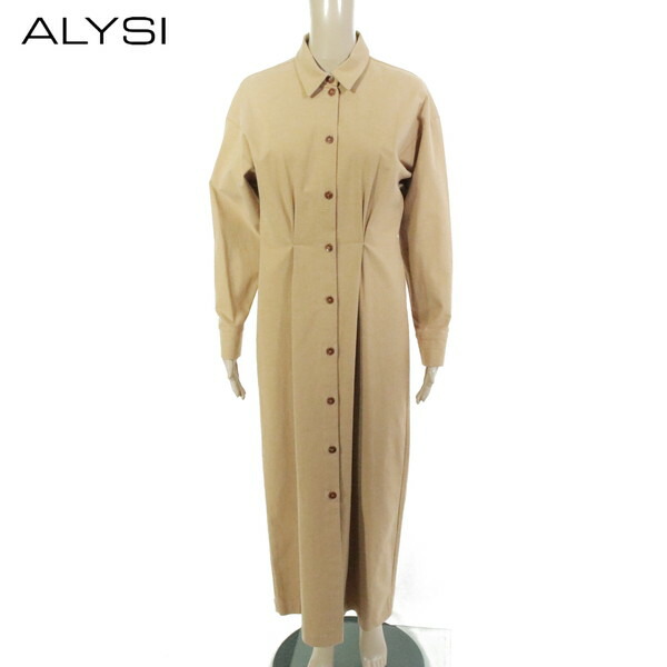 85%OFF  新品 アリジ ALYSI 衣装 42 EOP1756 L大きさ ベージュ赤銅色 レディース プルオーバー衣装 ロング衣装 綿織物 長袖 イタリア製