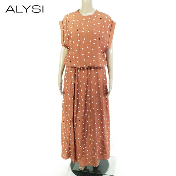『百貨店SALE銀行割引客体』80%OFF  新品 アリジ ALYSI 衣裳 42 EOP1757 L大きさ 赤銅色 レディース 地絹衣裳 ロング衣裳 ビーズ縫い イタリア製
