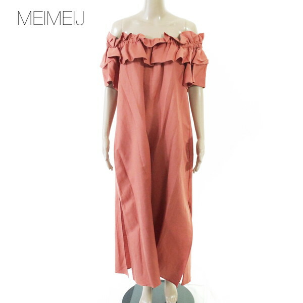 80%OFF 新品 メイメイジェイ MEIMEI J 衣裳 40 EOP1844 M L大きさ オレンジ色 赤銅色 レディース オフショルダーワンピース リネン イタリア製