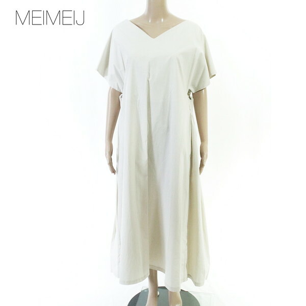 80%OFF 新品 メイメイジェイ MEIMEI J ワンピース 40 EOP1848 M Lサイズ オフベージュ レディース 半袖ロングワンピース コットン イタリア製|エーエムアイクローズ店