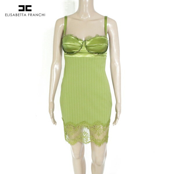 『百貨店SALE銀行割引客体』85%OFF 新品 エリザベッタフランキ ELISABETTA FRANCHI 衣裳 40 EOP1651 S M大いさ 緑であること レディース 衣裳御召しもの キャミソール 伝達ルート石ころ イタリア製