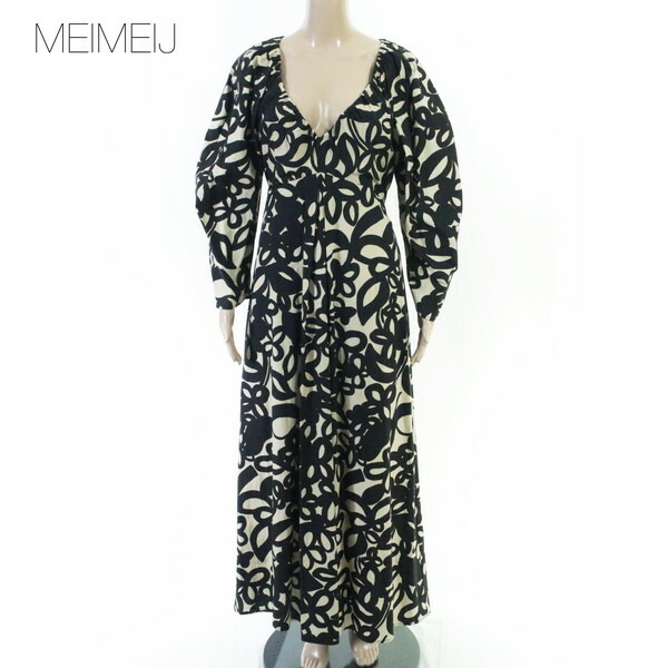80%OFF 新品 メイメイジェイ MEIMEI J 衣装 40 EOP1861 M大きさ 黒いこと レディース 刷り上げる柄ロング衣装 綿織物 イタリア製