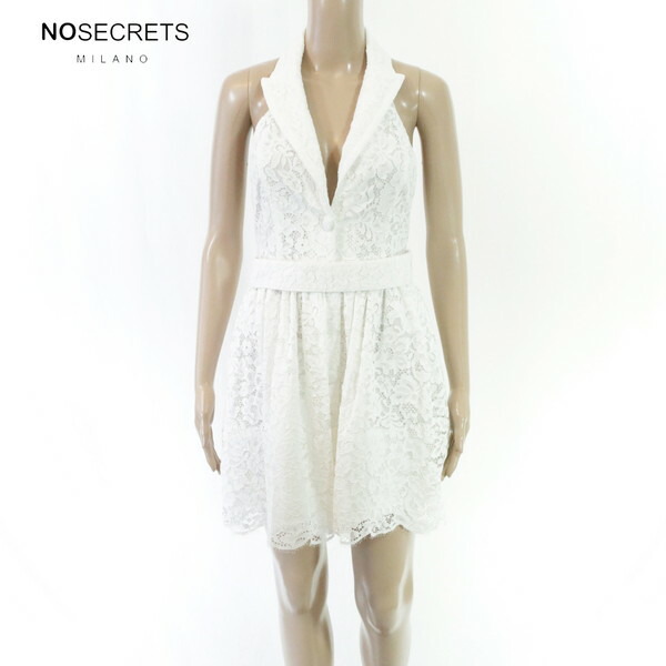 80%OFF 新品 ノーシークレッツ NO SECRETS 衣装 42 EOP1875 M大きさ 白いこと レディース 総スピード競技衣装 ホルターネック調
