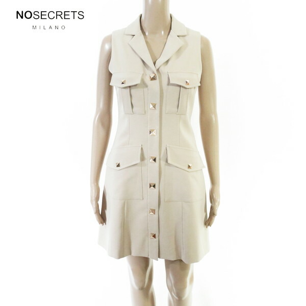 80%OFF 新品 ノーシークレッツ NO SECRETS 衣装 42 EOP1893 M大きさ ベージュ レディース ノースリーブ衣装 襟付き添い人 スタッズボタン