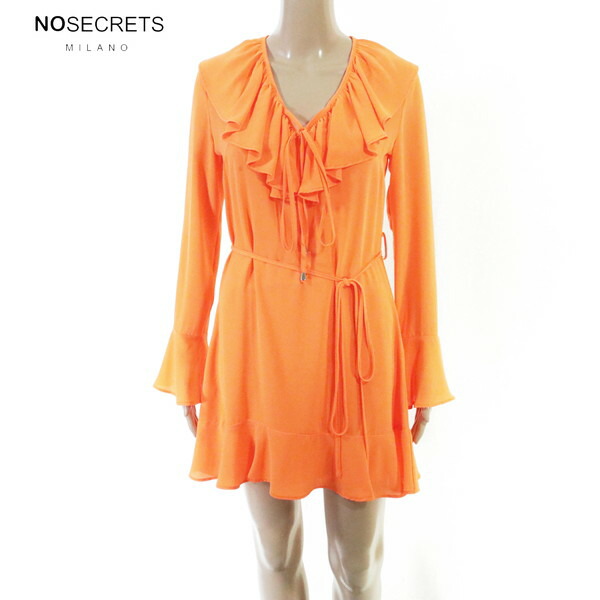 80%OFF 新品 ノーシークレッツ NO SECRETS 衣装 38 EOP1901 S大きさ オレンジ色 レディース 長袖衣装 フラウンス ネオンンカラー
