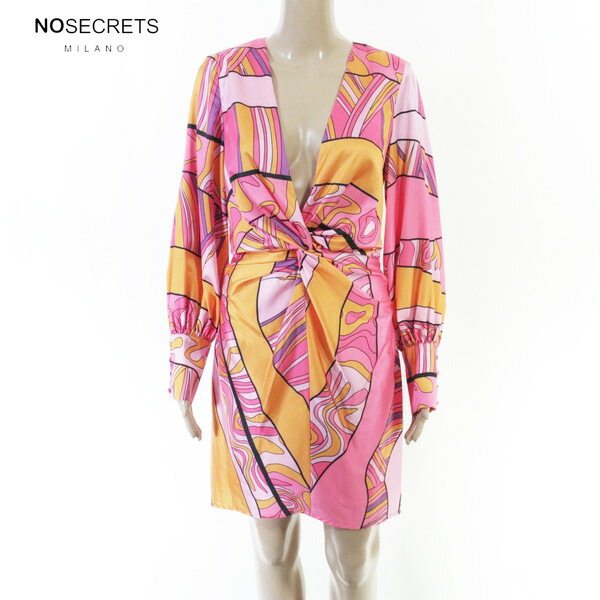 80%OFF 新品 ノーシークレッツ NO SECRETS 衣装 42 EOP1904 M大きさ サクラ色 レディース 長袖衣装 総柄刷り上げる