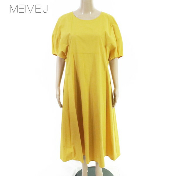 80%OFF 新品 メイメイジェイ MEIMEI J 衣裳 40 EOP1914 M大きさ 黄色 レディース ロング衣裳 綿織物 半袖 イタリア製