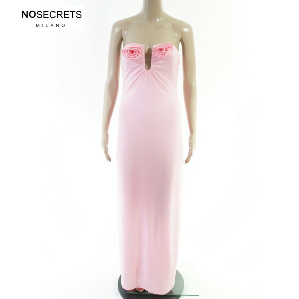 80%OFF 新品 ノーシークレッツ NO SECRETS 衣装 42 EOP1926 M大きさ サクラ色 レディース ベアトップロングドレス 御花主題