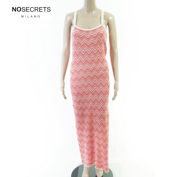 80%OFF 新品 ノーシークレッツ NO SECRETS 衣裳 42 EOP1929 M大いさ 赤いこと レディース ノースリーブ衣裳 編み物衣裳 ロング丈