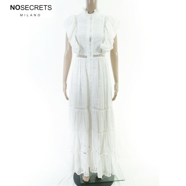 80%OFF 新品 ノーシークレッツ NO SECRETS 衣装 38 EOP1943 XS大きさ 白いこと レディース ロング衣装 スピード競技 ハイネック フラウンス
