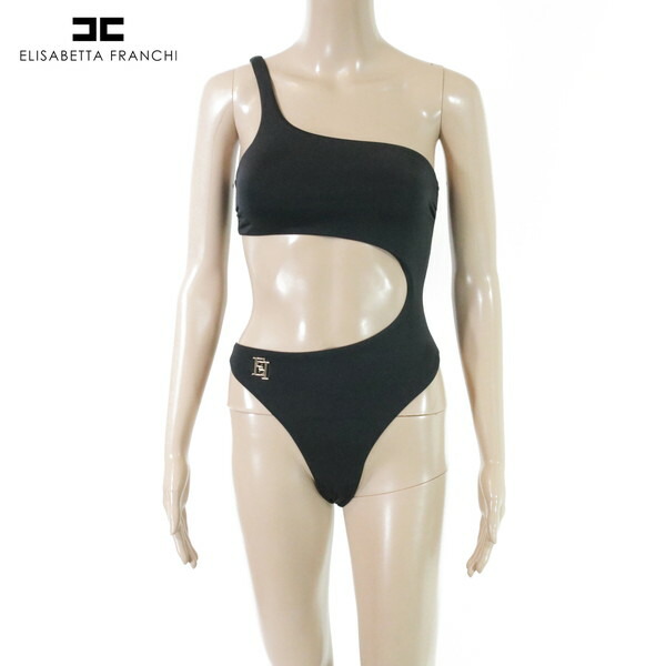『百貨店SALE割り引き客体』80%OFF 新品 エリザベッタフランキ ELISABETTA FRANCHI 水泳着 40 EOT1149 M大きさ 黒いこと レディース 壱肩部 衣装型 スウィムウェア イタリア製