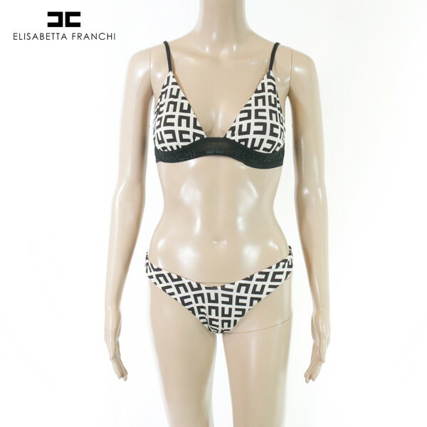 『百貨店SALE割り引き客体』80%OFF 新品 エリザベッタフランキ ELISABETTA FRANCHI 水泳着 40 EOT1150 S M大きさ 黒いこと レディース ビキニ スウィムウェア ブランド名ロゴタイプ イタリア製