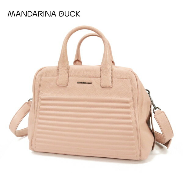 『百貨店SALE割り引き客体』60%OFF 訳あり 新品 マンダリナダック MANDARINA DUCK 御徒面子 EOT717 サクラ色 レディース ハンドバック ショルダーバッグ なめし革