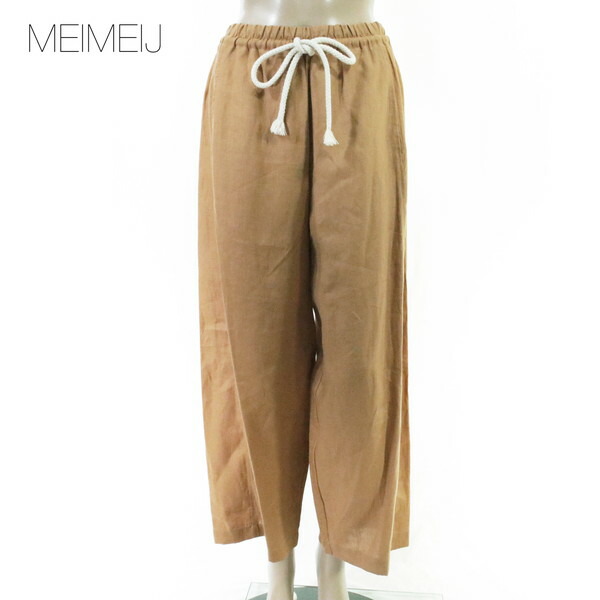 『百貨店SALE割り引き客体』80%OFF 新品 メイメイジェイ MEIMEI J ズボン下 40 EPT1187 M L大きさ 赤銅色 レディース リネンズボン下 イージーパンツ 酉の方角天然ゴム イタリア製