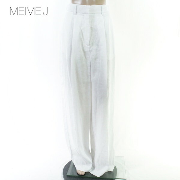 80%OFF 新品 メイメイジェイ MEIMEI J パンツ 40 EPT1196 Mサイズ ホワイト レディース リネンパンツ ワイドパンツ タック入り イタリア製｜エーエムアイクローズ店