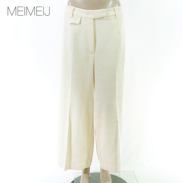 80%OFF 新品 メイメイジェイ MEIMEI J パンツ 40 EPT1199 M Lサイズ きなり オフベージュ レディース ワイドパンツ コットン 凹凸生地 イタリア製｜エーエムアイクローズ店