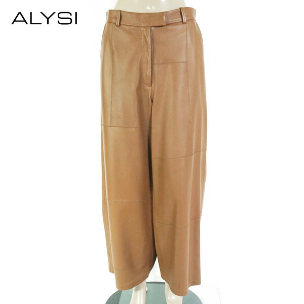 『百貨店SALE銀行割引客体』85%OFF 新品 アリジ ALYSI ズボン下 42 EPT1084 L大いさ 赤銅色 レディース なめし革ズボン下 羊革 広広とした影ぼうし 本革 インポートボトムス