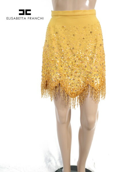 『百貨店SALE銀行割引客体』90%OFF 新品 エリザベッタフランキ ELISABETTA FRANCHI スコート 40 ESK417 S大きさ 山吹色 レディース A伝達ルート ミニスカート 逃げ口