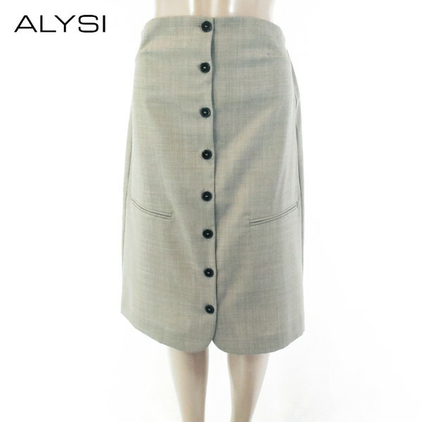 『百貨店SALE銀行割引客体』80%OFF 新品 アリジ ALYSI スコート 42 ESK753 L大きさ 薄墨色 レディース 膝丈スコート 羊毛 名取り草 酉の方角予防医学 イタリア製