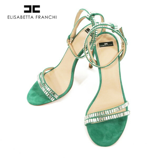 90%OFF 新品 エリザベッタフランキ ELISABETTA FRANCHI サンダル 37 ES311 23.5cm グリーン レディース ストラップサンダル レザー 羊革 イタリア製
