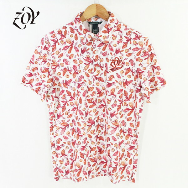 60%OFF 新品 ゾーイ ZOY ポロシャツ 1001 HCS690 S-Mサイズ ホワイト×レッド メンズ カットソー ポリエステル×ポリウレタン POLYGIENE 春夏 ゴルフウェア 071442018
