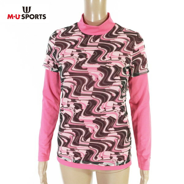 サンプル品 新品 MU SPORTS エムユースポーツ トップス 40 LCS1666 Mサイズ ピンク レディース 長袖トップス モックネック レイヤード 日本製 6,188円