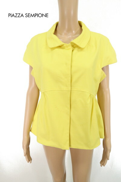 92 Off 訳あり 新品 ピアッツァセンピオーネ Piazza Sempione ジャケット 46 Ljk726 3lサイズ イエロー レディース 半袖ジャケット Psicologosancora Es