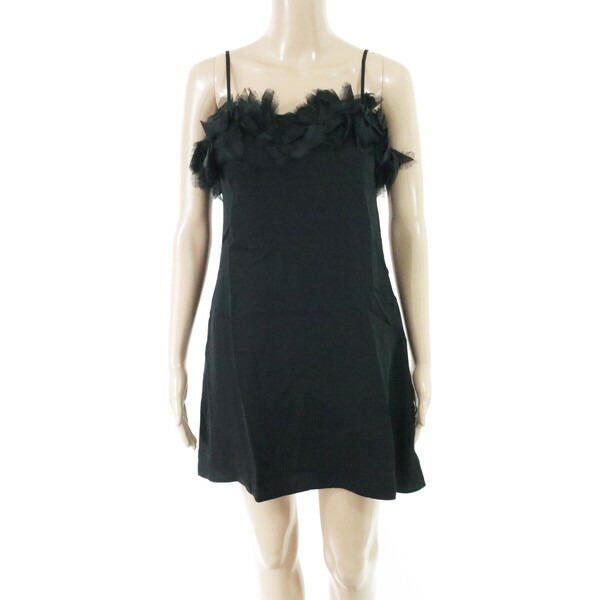 新品 レッドヴァレンティノ RED VALENTINO ワンピース 42 LOP1004 Mサイズ ブラック レディース キャミソールワンピース シルク100% ミニ丈