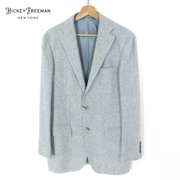 75%OFF 新品 ヒッキーフリーマン Hickey Freeman ジャケット A7 MJK1548 LLサイズ ライトブルー×ライトグレー メンズ テーラードジャケット カシミヤ×シルク×ウール×ナイロン ブレザー 秋冬 052-00F