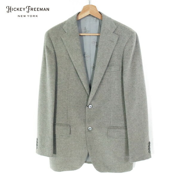 75%OFF 新品 ヒッキーフリーマン Hickey Freeman ジャケット A7 MJK1554 LLサイズ グレージュ メンズ テーラードジャケット カシミヤ100% フラノ地 ブレザー 秋冬 022-12F