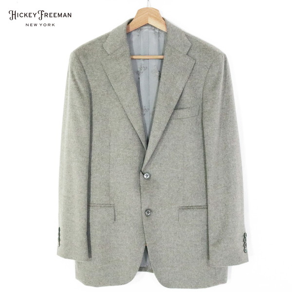 75%OFF 新品 ヒッキーフリーマン Hickey Freeman ジャケット AB6 MJK1575 LLサイズ グレージュ メンズ テーラードジャケット フラノ地 カシミヤ100% ブレザー 秋冬 022-12F 37,538円