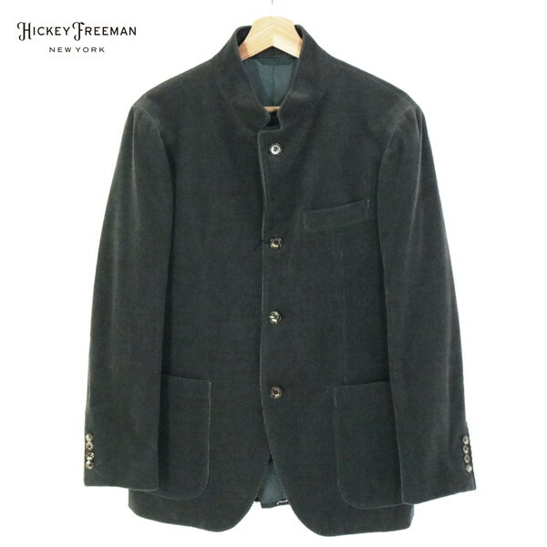 75%OFF 新品 ヒッキーフリーマン Hickey Freeman ジャケット L MJK1582 AB6サイズ ダークグレー メンズ スタンドカラー コットン×ポリエステル×ウール×ポリウレタン コーデュロイ 秋冬 062-11F