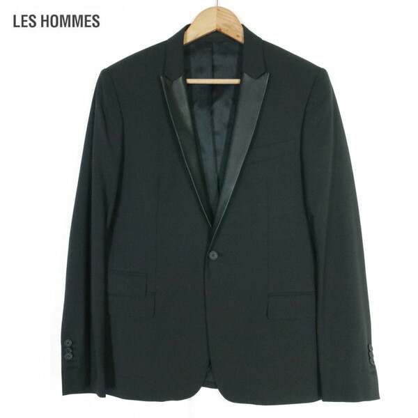 『百貨店SALE銀行割引客体』80%OFF 新品 レゾム LES HOMMES 上衣48 MJK966 M大きさ 黒いこと メンズ 羊毛×ポリエステル 伸ばすこと 1名取り草 テーラード ラペルうつり変わりひな形 ポルトガル共和国製 H5SB67AD04