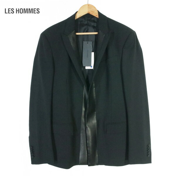 『百貨店SALE銀行割引客体』80%OFF 新品 レゾム LES HOMMES 上衣48 MJK967 L大きさ 黒いこと メンズ 羊毛×ポリエステル 伸ばすこと 1名取り草 テーラード うつり変わりひな形 イタリア製 H5SB73AF20