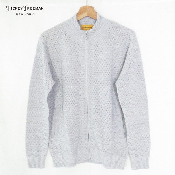 80%OFF 新品 ヒッキーフリーマン Hickey Freeman ジップニット L MKN1163 Lサイズ グレー メンズ 長袖 リネン×コットン ハイネック カーディガン 日本製 春夏 759-220 12,320円