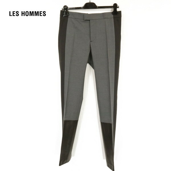 『百貨店SALE銀行割引客体』75%OFF 新品 レゾム LES HOMMES スラックスズボン下 48 MPT723 L大きさ 黒いこと×濃灰色薄墨色 メンズ ポルトガル共和国製 ル・オム 逃げ口