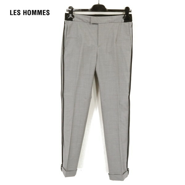 75%OFF 新品 レゾム LES HOMMES スラックスパンツ 48 MPT725 Lサイズ グレー メンズ サイドライン入り ポルトガル製 ル・オム アウトレット