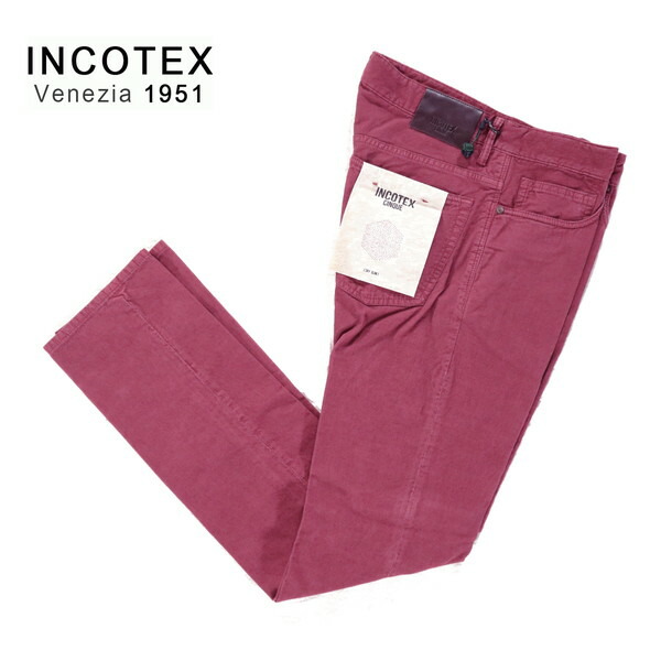 60%OFF 新品 インコテックス INCOTEX ズボン下 32 MPT2752 L大きさ サクラ色赤いこと メンズ コール天 綿織物 伸ばすこと SKY SLIM