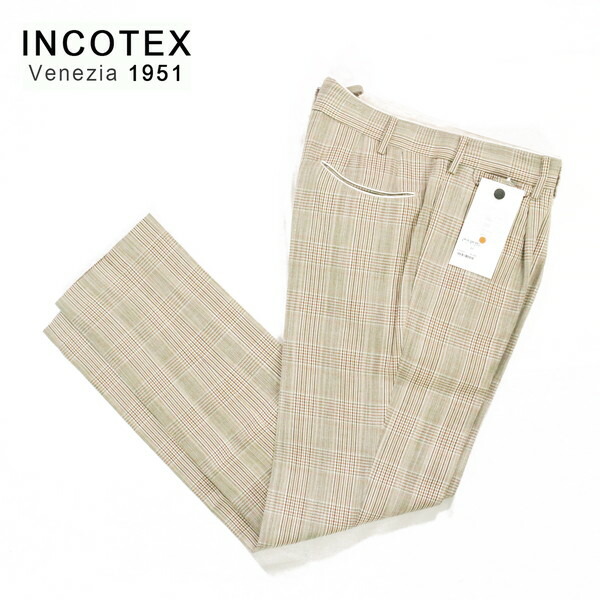 『百貨店SALE銀行割引客体』60%OFF 新品 インコテックス INCOTEX ズボン下 52 MPT2816 3L大きさ ベージュ メンズ 綿織物×リネンズボン下 照合のしるし柄 SLIM FIT