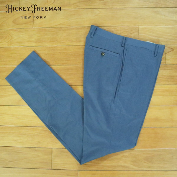 80%OFF 新品 ヒッキーフリーマン Hickey Freeman パンツ 82 MPT3090 Lサイズ ブルー チノパン カジュアル コットン×ポリエステル 日本製 春夏 917-60L