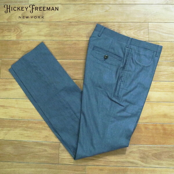 80%OFF 新品 ヒッキーフリーマン Hickey Freeman パンツ 79 MPT3095 Mサイズ ブルーネイビー チノパン カジュアル コットン×ポリエステル ストライプ 日本製 春夏 917-65L