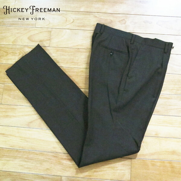 80%OFF 新品 ヒッキーフリーマン Hickey Freeman パンツ 82 MPT3107 Lサイズ ダークブラウン スラックス ウール100% ビジネス 日本製 春夏 912-71F メンズファッション-ズボン・パンツ