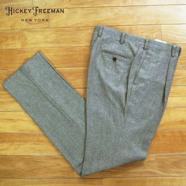 80%OFF 新品 ヒッキーフリーマン Hickey Freeman パンツ 91 MPT3113 3Lサイズ ブラウン スラックス ウール100% ビジネス 日本製 最上級ライン ハンドメイド 秋冬 044-60F