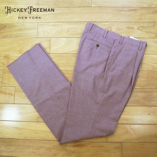 80%OFF 新品 ヒッキーフリーマン Hickey Freeman ズボン下 88 MPT3120 LL大きさ ライトパープル スラックス 羊毛100% 商行為 日本製 春夏 912-60F